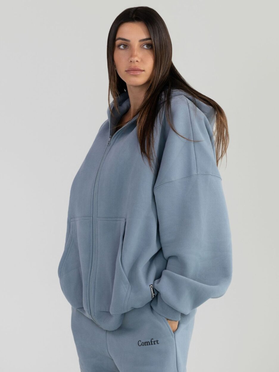 Comfrt Blue Willow Cloud Zip Hoodie