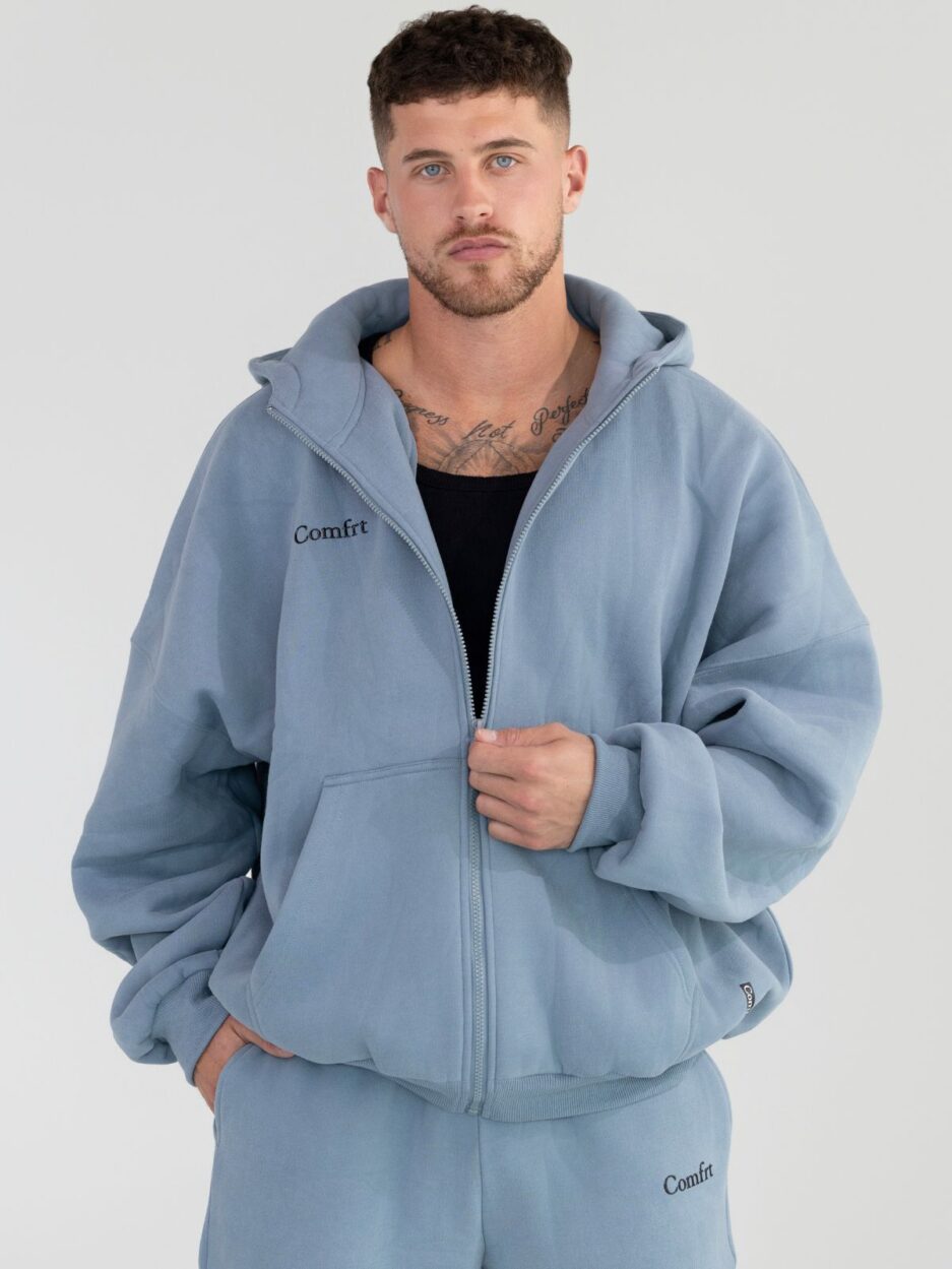 Comfrt Blue Willow Cloud Zip Hoodie