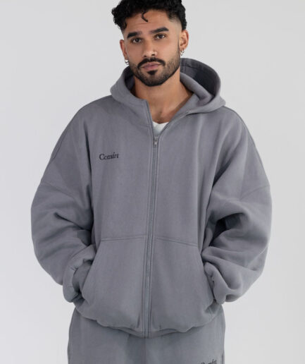 Wolf Grey Cloud Zip Up Comfrt Hoodie